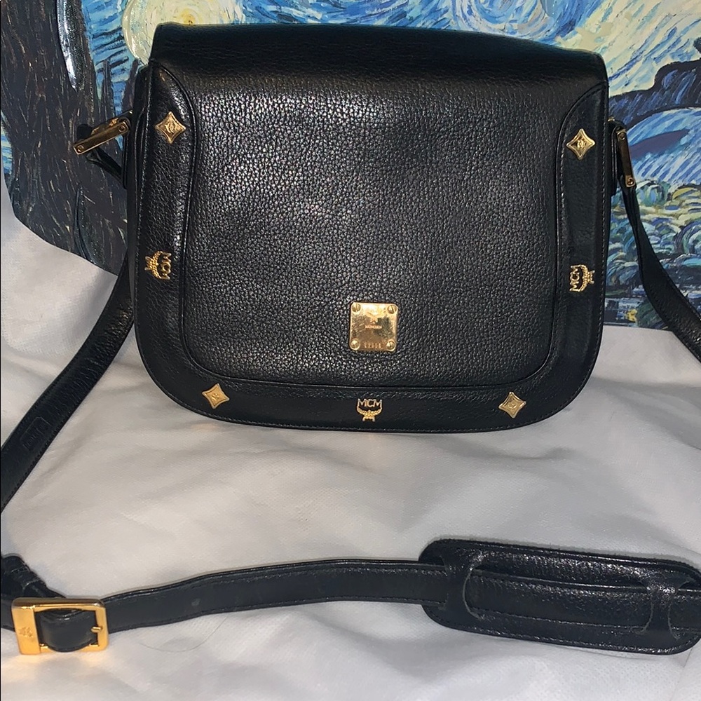 MCM Vintage Black Crossbody Bag with Gold Accents - Picture 1 of 8